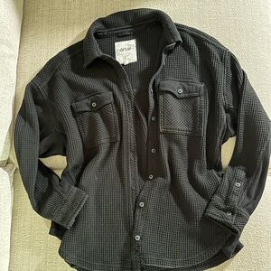 Aerie Black Waffle Knit Shirt